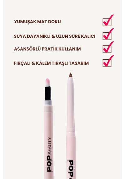 Pop Beauty Waterproof Suya Dayanıklı Asansörlü  Dudak Kalemi Mode