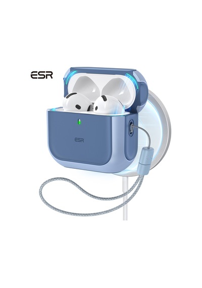 Apple Uyumlu AirPods 4 2024 Halolock Orbit Hybrid Magsafe Kılıf Mavi