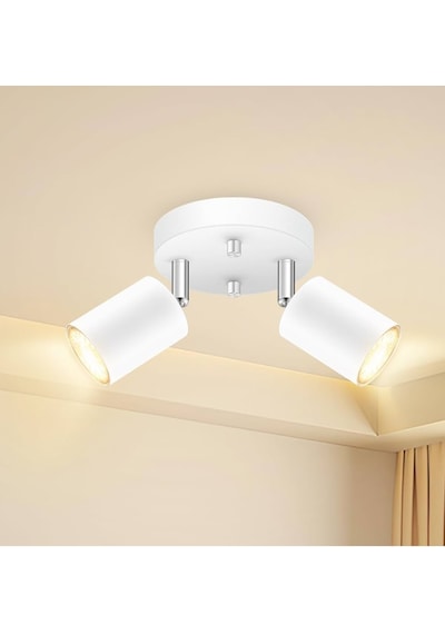 Rsylight Retro Beyaz Metal 2 Li Led Spot Tavan Plofyoner 180 Derece Hareketli Beyaz Ampullü Siyah