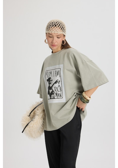 Mai Studıos Mai Studios Co. Rich Woman Oversize Gri T-shirt Gri
