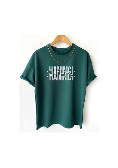 Hırsch Erkek Yeşil Oversize Hanımcı Baskılı T-shirt Yeşil