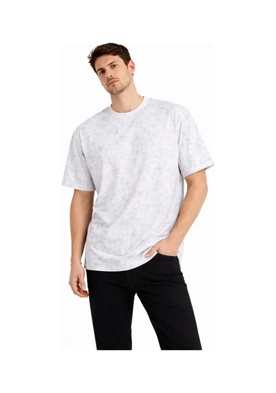 Veraura Lifestyle Erkek Asit Yıkama Bisiklet Yaka Kısa Kollu Oversize T-shirt Tişört - Beyaz
