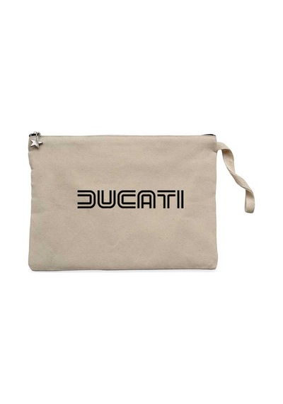 Ducati Text Krem Clutch Astarlı Cüzdan / El Çantası Krem