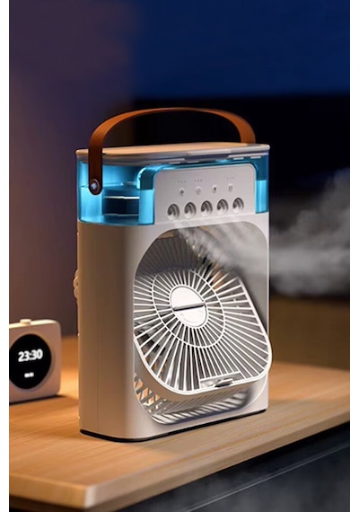 10w Buzlu Vantilatör 600ml Su Buharlı Soğutucu Fan Rgb Işıklı 3 Kademe Hız