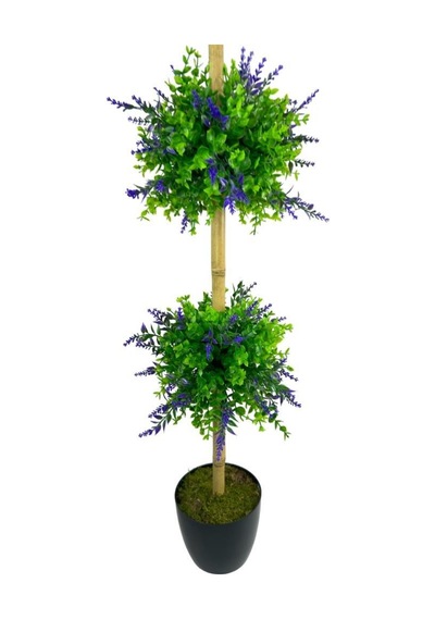 Yapay Ağaç Lavantalı Şimşir Top Siyah Saksılı 115 30cm
