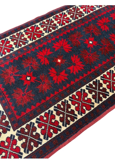 El Dokuma Sıfır Yağcıbedir Halısı 60x145 Kök Boya Yün Yolluk Kırmızı