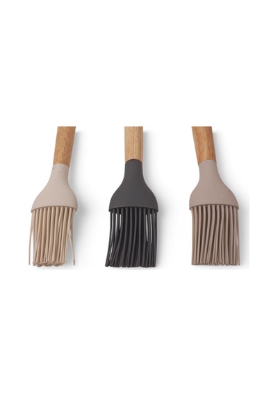 Bambu Saplı Silikon Fırça, Bambu Uzun Silikon Yağ Ve Yumurta Fırçası 27cm 3 Renk Seçenekli Siy
