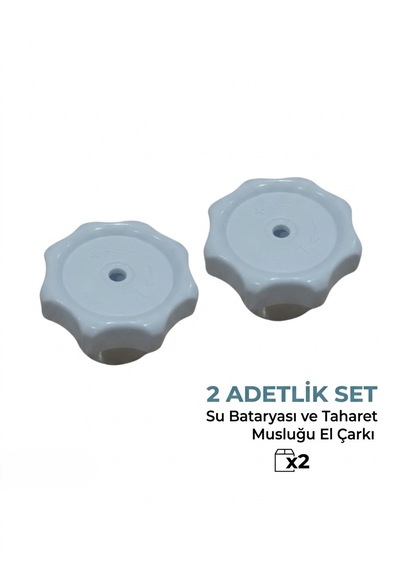 Taharet Musluğu Volanı Beyaz Düğme Başlığı 2 Adet Salmastrasız