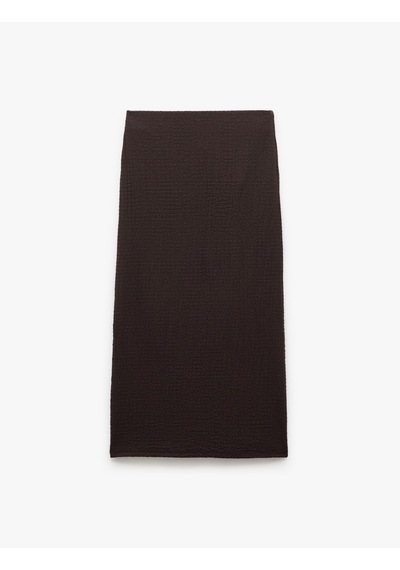 Koton Yüksek Bel Slim Fit Midi Kalem Etek Kahverengi 5sal70021ık Kahve
