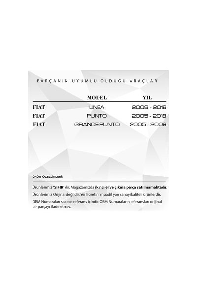 Fiat Linea, Punto, Grande Punto İçin İç Açma Kolu - Sol -