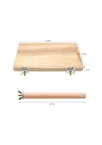 4 Pcs Kuş Levrek Standı Platform Oyuncak - Doğal Ahşap Kuş Kafesi Aksesuarları 2 Düz, 2 Digdörtgen
