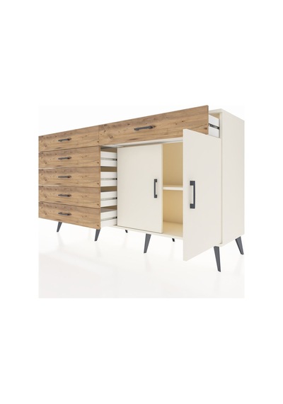 Hyperion Konsol Tek Raflı 6 Çekmeceli 2 Kapaklı 176x44x99 Aytaşı- Aytaşı-aytaşı/çam