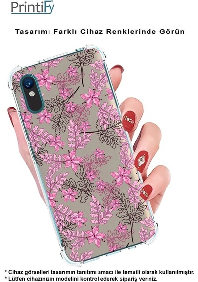 Samsung Galaxy A26 İle Uyumlu Floral Pembe Baskılı Şeffaf Köşe Korumalı Antişok Kılıf
