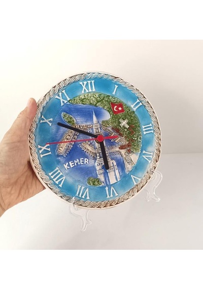 Saat Tabak Duvar Süsü Masa Saati Dekor Seramik