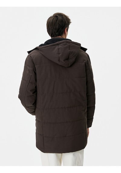 Koton Anorak Mont Kapşonlu Cep Detaylı Fermuarlı Kahverengi 4wam00022hw Kahve