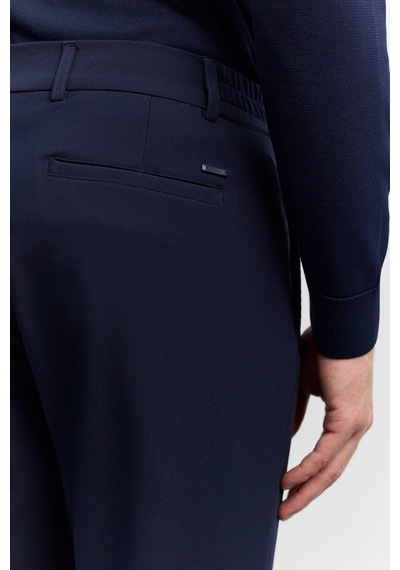 Avva Erkek Lacivert Yanı Lastikli Kırışmaz Hızlı Kuruyan Teknik Kumaş Slim Fit Pantolon A62y3077