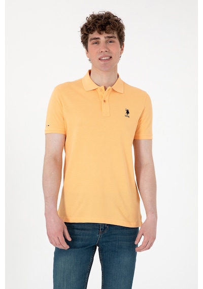 U.S. Polo Assn. Erkek Slim Fit Polo Yaka Turuncu Basic Tişört 50307699-VR202