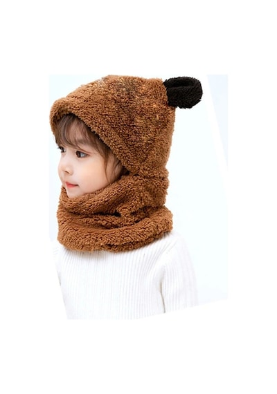 Bundera Panda Çocuk Kapşonlu Peluş Bere Atkı Welsoft Boyunluk