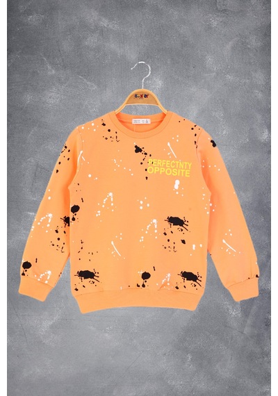 Toontoy Kids Toontoy Erkek Çocuk Baskılı Sweatshirt Turuncu