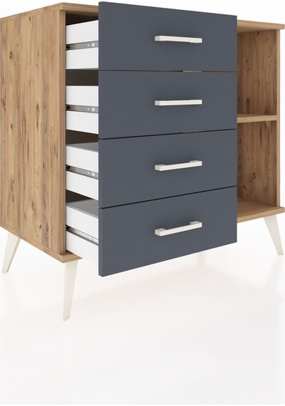 Hyperion Şifonyer Tek Raflı 4 Çekmeceli 88x44x80 Çam-çam/antrasit Çam/antrasit Hyperion Şifonyer Tek Raflı 4 Çekmeceli 88x44x80 Çam-çam/antrasit Çam/antrasit