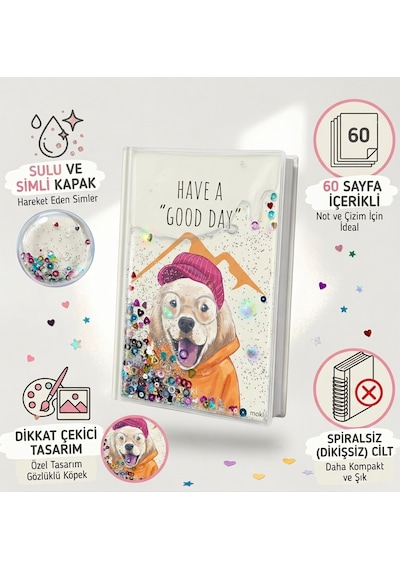 64 Sayfa Simli Sulu Kapaklı A5 Defter Çizgili Çizgisiz Kareli Noktalı Spiralsiz Defter Çok Renkli