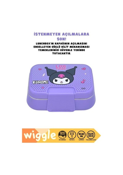 Kuromi Bento Çift Bölmeli Beslenme Kutusu Çelik 3471 Çok Renkli