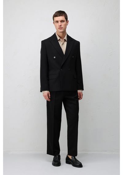 Antioch Relax Fit Kruvaze Erkek Blazer Ceket Siyah