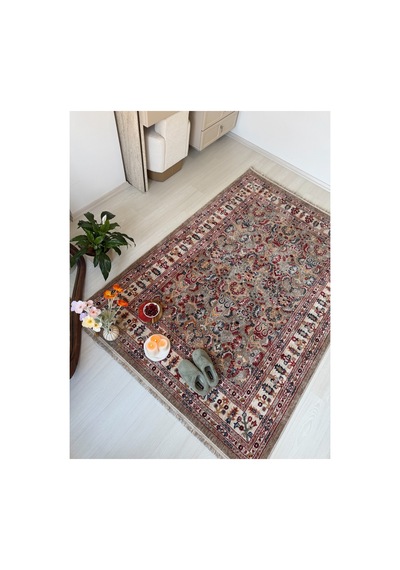 Alize Vintage Otantik Desen Salon Halısı Saçaklı Dekoratif Bej Halı Bej
