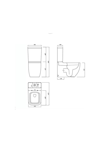 S25 Square Duvara Sıfır Kanalsız Klozet+rezervuar+iç Takım+klozet Kapağı Set Beyaz