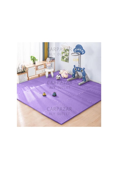 Damla Desen Tatami Eva Spor Yoga Pilates Oyun Matı Halısı Minderi Puzzle 50x50 13mm 8 Adet 100x200 Mor