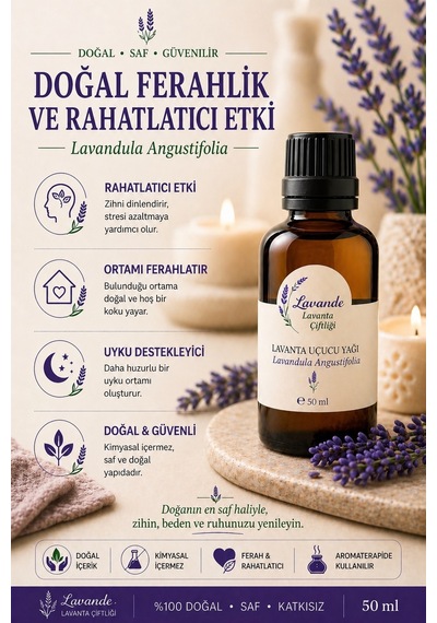 Lavande Lavanta Çiftliği Lavanta Yağı L.Angustifolia İçten Damlalıklı 50 ML