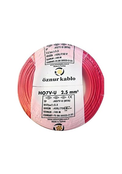 2,5mm2 Nya Tek Damar Kırmızı 100 Standart