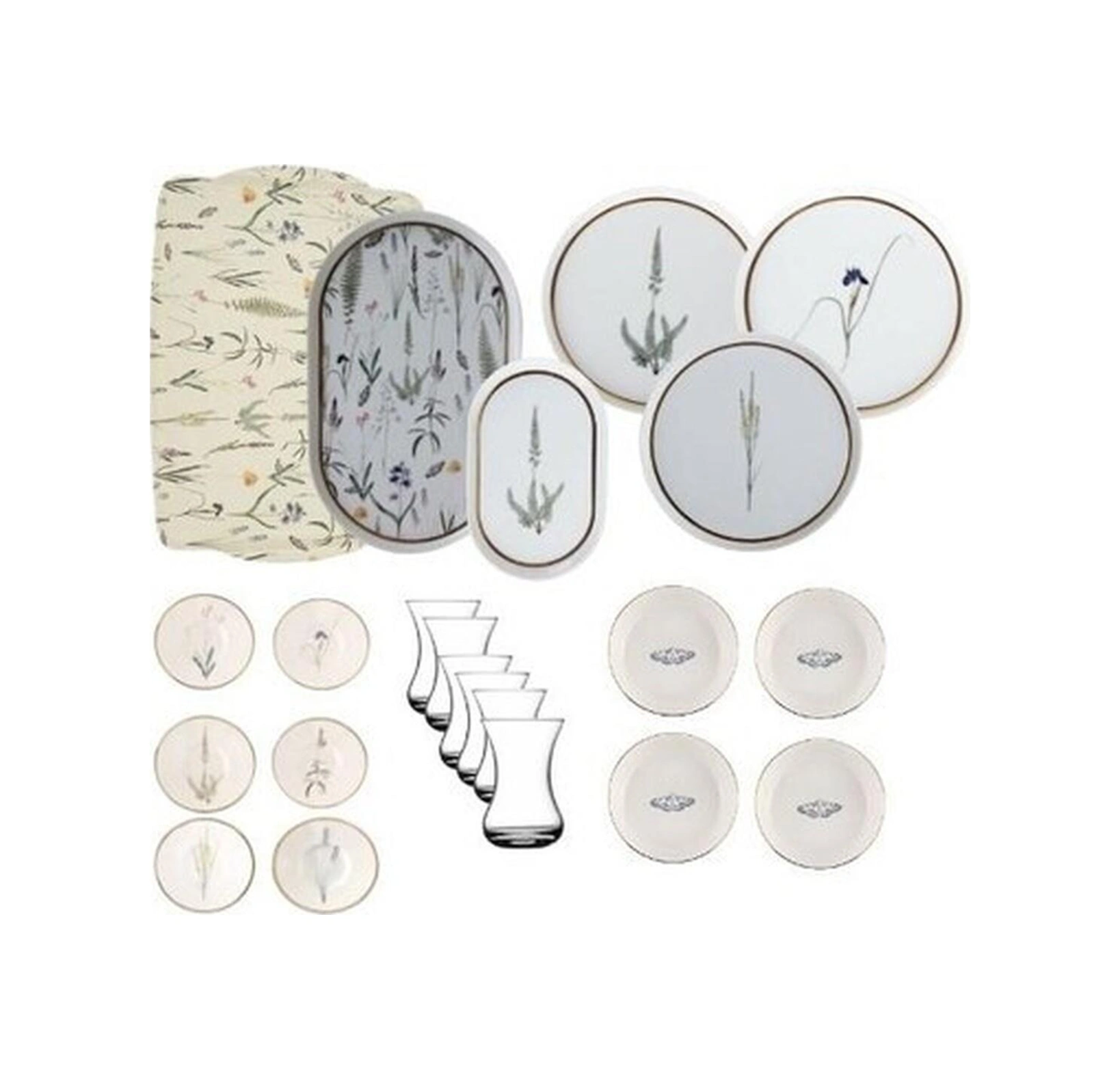 Porland Botanical 27 Parça 6 Kişilik Kahvaltı Takımı Süt Beyazı