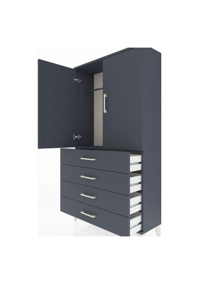 Arges Dolap Tek Raflı 4 Çekmeceli Tek Askılı 88x30x163 Antras... Antrasit Arges Dolap Tek Raflı 4 Çekmeceli Tek Askılı 88x30x163 Antras... Antrasit