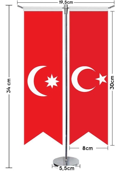 Son İmparatorluk Osmanlı -17 Eski Türk Devletleri Ve Türkiye -saten T Direk 2li Masa Bayrağı 1