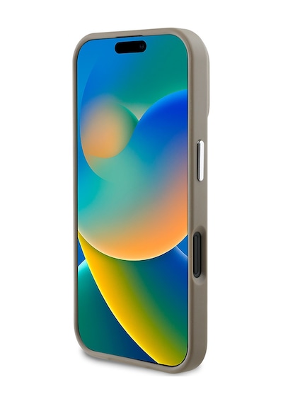Apple Uyumlu iPhone 16 Plus Kılıf Guess Lisanslı Magsafe Şarj Özellikli Grained Triangle Kapak Kahverengi