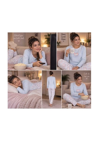 Genel Markalar Seamlife Kadın Uzun Kollu Desenli Pamuklu Pijama Takımı Mavi - 930344749 Mavi Genel Markalar Seamlife Kadın Uzun Kollu Desenli Pamuklu Pijama Takımı Mavi - 930344749 Mavi