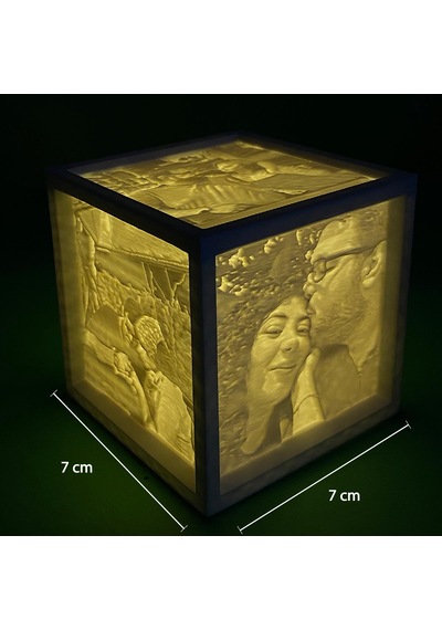 Sihirli Anılar 4 Fotoğraflı Lithophane Beyaz Dekoratif Gece Lambası 7x7 Cm