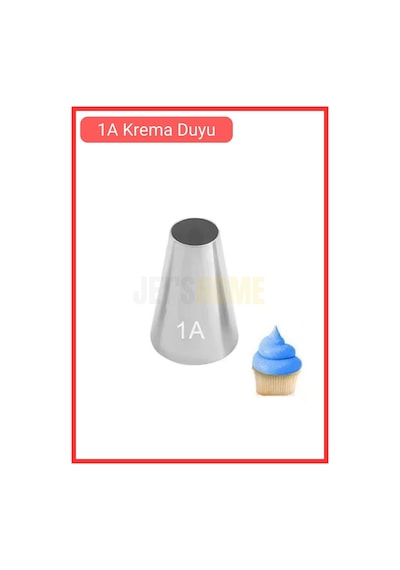 1a Yuvarlak Desen Krema Duyu Büyük Boy Pasta Duyu Paslanmaz Çelik Krema Torbası Ucu 2.5x1.4x3.7 Cm Metalik Gri