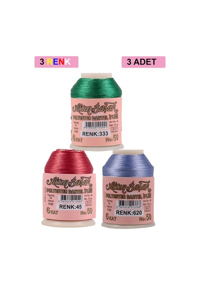 3 Adet Altınbaşak Oya Ve Dantel İpi 20 Gr - Royaleks - No: 045 -