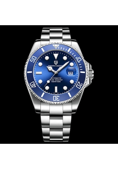 Pagani Design Pd-1639-5 Submariner Otomatik Erkek Kol Saati - Blue And Blue Gümüş