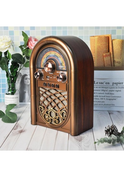 Retro Radyo Taşınabilir Bluetooth Speaker Ve Hoparlör Ahşap Kaplama Klasik Antika Tarzı İç Ve Dış Mekan Multiba