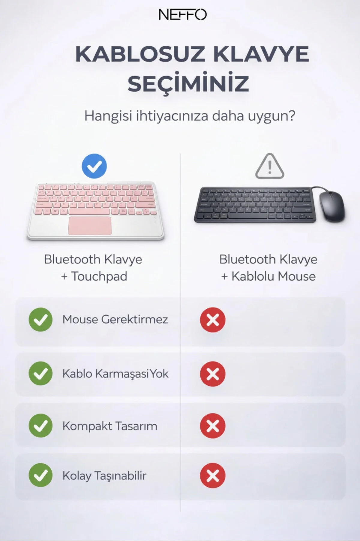 Touchpadli Kablosuz Klavye Sessiz Tuş Bilgisayar Tablet
