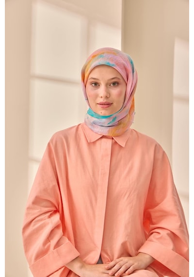 Silk Home Olinda İpek Eşarp 47004-24 Gümüş, Turkuaz, Yeşil, Pembe, Turuncu