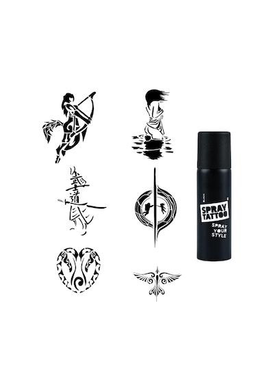 Aşk Ve Karadelik Spray Tattoo Geçici Dövme Seti Dark Siyah Sprey