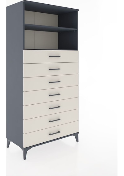 Hyperion Dolap 2 Raflı 7 Çekmeceli 88x44x182 Antrasit-aytaşı Antrasit