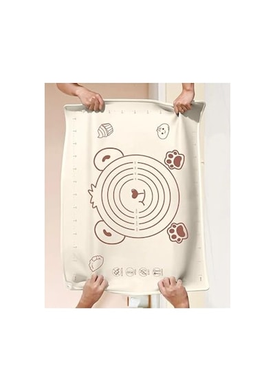 Büyük Boy Silikon Hamur Açma Matı, Krem Rengi, 50x70 Cm, Yapışmaz Ve Kaymaz Yüzey - 550 Gram