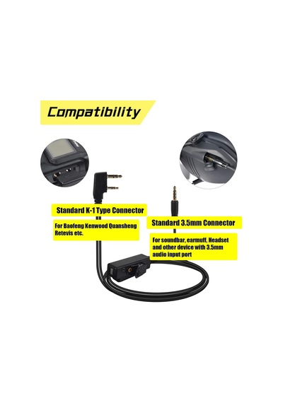 Baofeng Uv5r 888s, Kenwood Radyolar Ve Dahili Mikrofonlu 3.5mm Ses Girişi Arayüzü Kulaklıkları İle Uyumlu Ptt'li P Diğer