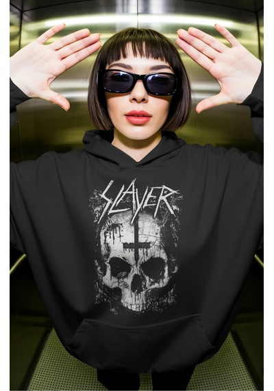 Sevbano Slayer Rock Metal Müzik Grubu Ön Baskılı Unisex Oversize Premium Siyah
