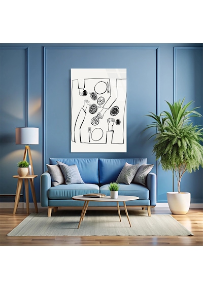Yemek Masası Line Art - Cam Tablo - Deg1650 70 X 110 Cm